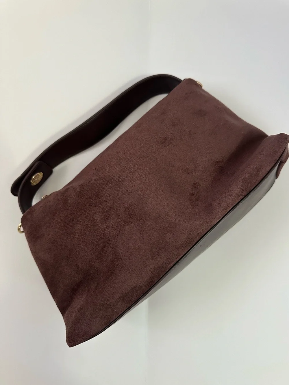 Chocolate Brown Suede Shoulder Bag